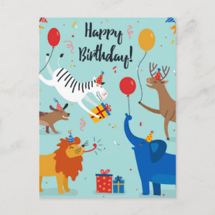 Happy Birthday Animals Postkarte