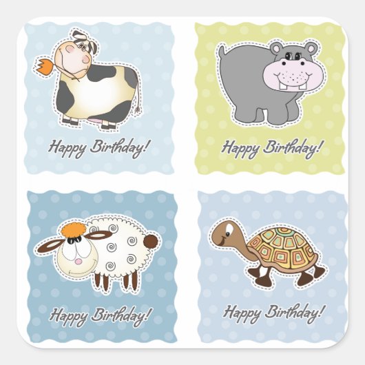 Happy Birthday Animals Stickers (Vorderseite)