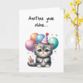 Happy Birthday Another Year Older Kitten Celebrate Karte (Gelbe Blume)