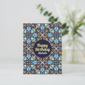 Happy Birthday anpassbare blaue Azulejos Postkarte (Stehend Vorderseite)