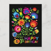 Happy Birthday anpassbare Folklore Postkarte