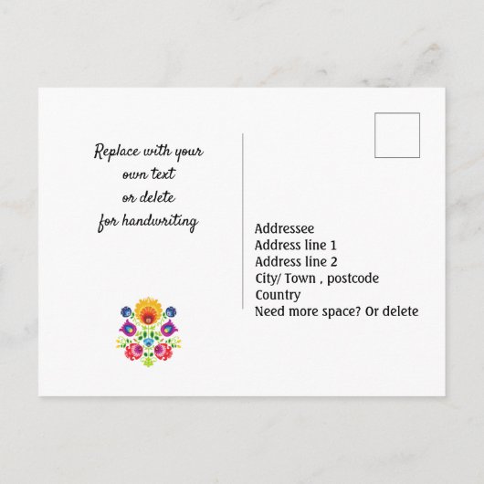 Happy Birthday anpassbare Folklore Postkarte (Rückseite)