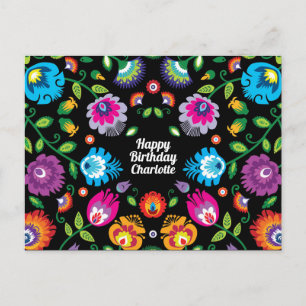 🎁 Happy Birthday anpassbare Folklore Postkarte
