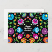 🎁 Happy Birthday anpassbare Folklore Postkarte (Vorne/Hinten)