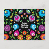 🎁 Happy Birthday anpassbare Folklore Postkarte (Vorderseite)