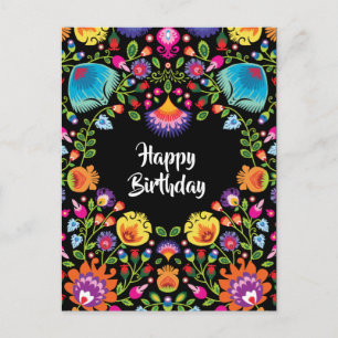 Happy Birthday anpassbare Folklore Postkarte