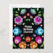 🎁 Happy Birthday anpassbare vertikale Folklore Postkarte (Vorne/Hinten)