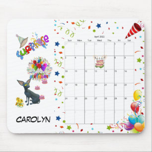 Happy Birthday April 2022 Calendar Mouse Pad Mousepad