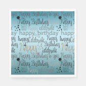 Happy Birthday Aqua Ombre Serviette (Vorderseite)