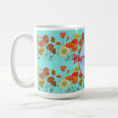 Happy Birthday aqua Orange Poppy Frauen Name Tasse (Links)