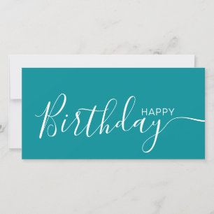 Happy Birthday Aquamarin White Modern Flat Card