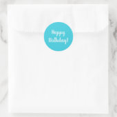 Happy Birthday Aquamarin White Typografy Runder Aufkleber (Tasche)