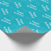 Happy Birthday Aquamarin Wrapping Paper Geschenkpapier (Ecke)