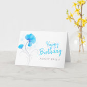 Happy Birthday Aquarell Blau Mohnblüte Blume Karte (Gelbe Blume)