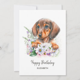 Happy Birthday | Aquarell-Dackel und Florals
