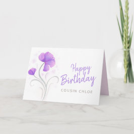 Happy Birthday Aquarell lila Mohnblüte Blume Karte