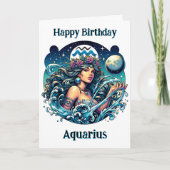 Happy Birthday Aquarius } Inside Coloring Page Karte (Vorderseite)
