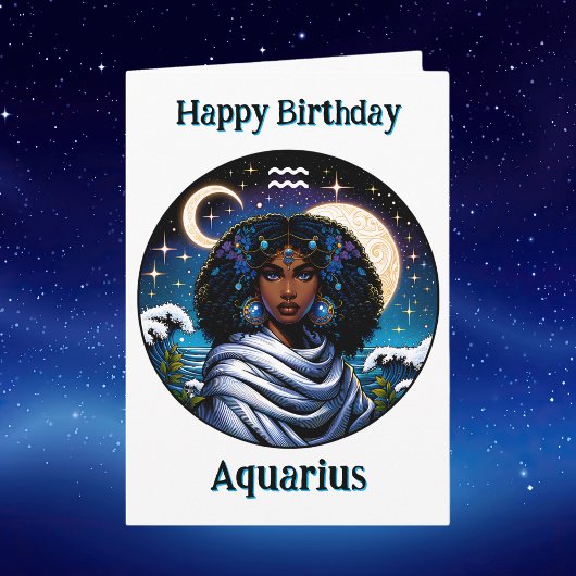 Happy Birthday Aquarius |  Inside Coloring Page Karte