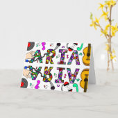 Happy Birthday Aria, Mädchenname whimsical Karte (Gelbe Blume)