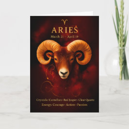Happy Birthday Aries | Carnelian Birthstone Card Karte