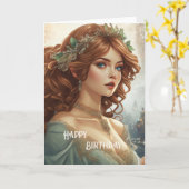Happy Birthday Art Nouveau Beauty No.5 Karte (Gelbe Blume)