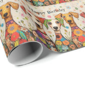 Happy Birthday! Artsy Puppy Design, Geschenkpapier (Rolleneckpunkt)
