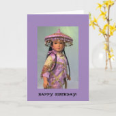 Happy Birthday Asian Doll Karte (Gelbe Blume)