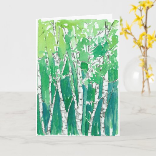 Happy Birthday Aspen Trees Emerald Green Karte (Gelbe Blume)