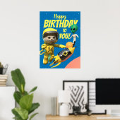 Happy Birthday Astronaut und Alien Fun Poster (Heimbüro)