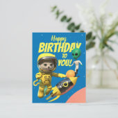 Happy Birthday Astronaut und Alien Fun Postkarte (Stehend Vorderseite)