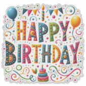 Happy Birthday Aufkleber (Vorderseite)
