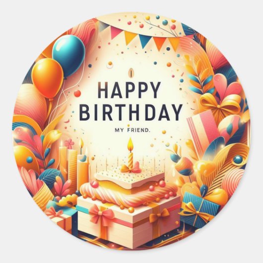 Happy Birthday Aufkleber (Vorderseite)