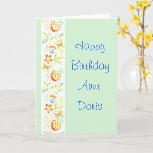 Happy Birthday Aunt Doris Karte (Gelbe Blume)