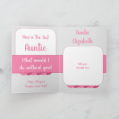 Happy Birthday Auntie grau und rosa Karte (Innenseite)