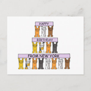 Happy Birthday aus New York Cartoon Cats Postkarte
