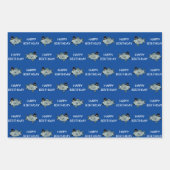 Happy Birthday Ausgeklügeltes Fish Wrapping Paper  Geschenkpapier Set (Vorderseite 3)