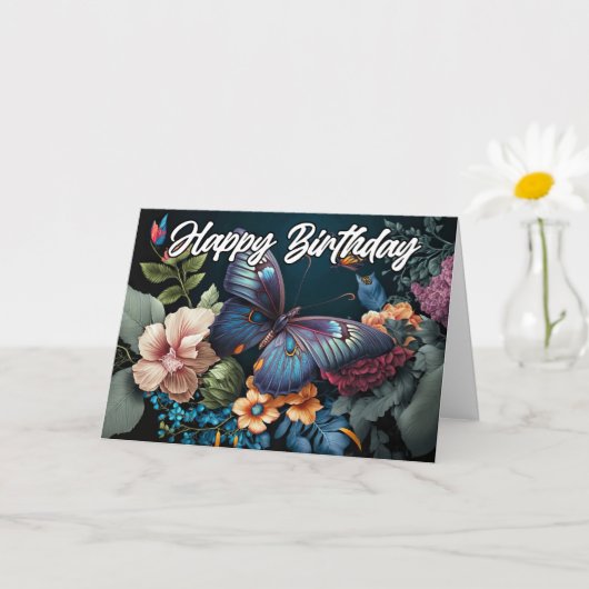 Happy Birthday | Ausgereifte Butterfly Artwork Karte (Kleine Pflanze)