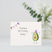 Happy Birthday Avocado Card Postkarte (Stehend Vorderseite)