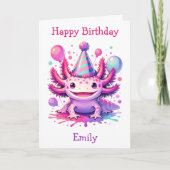 Happy Birthday Axolotl Themed Personalisiert Karte (Vorderseite)