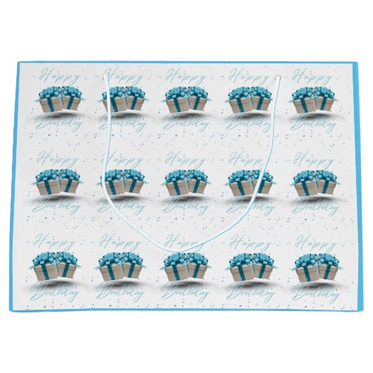 Happy Birthday Baby Blue Große Geschenktasche Große Geschenktüte (Vorderseite)