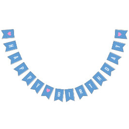 Happy Birthday Baby Blue White Polka Dots Wimpelkette