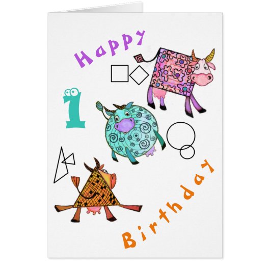Happy Birthday Baby Card farbenfrohe geometrische  (Vorne)