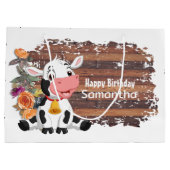 Happy Birthday Baby Cow Rustic Large Gift Bag Große Geschenktüte (Rückseite)