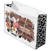 Happy Birthday Baby Cow Rustic Large Gift Bag Große Geschenktüte (Vorderseite Schrägansicht)