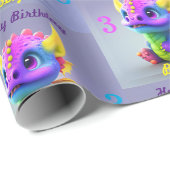 Happy Birthday Baby Dragon Add Name & Age Geschenkpapier (Rolleneckpunkt)