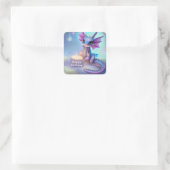 Happy Birthday Baby Dragon Quadratischer Aufkleber (Tasche)