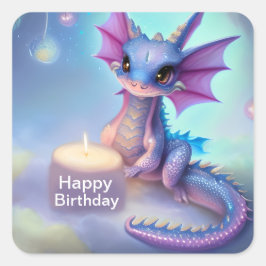 Happy Birthday Baby Dragon Quadratischer Aufkleber