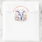 Happy Birthday Baby Elephant Personalisiert Runder Aufkleber (Tasche)