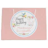 Happy Birthday Baby Giraffe Floral Calf Custom Große Geschenktüte (Vorderseite)