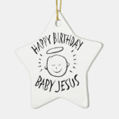 Happy Birthday Baby Jesus - Frohe Weihnachtsstern Keramik Ornament (Links)